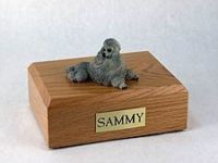 Gray Poodle Dog Figurine Urn