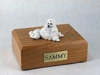 White Poodle Dog Urn (Show Cut)