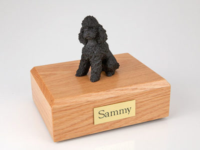 Black Sport Poodle Dog Figurine Urn