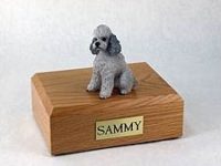 Grey Poodle Dog Figurine Urn