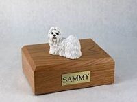 White Shih Tzu Figurine Urn PetsToRemember.com