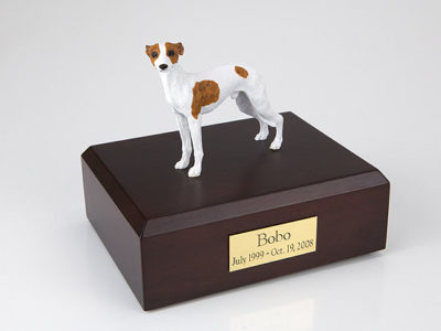 Whippet Dog Urn (White with Brown Spot)