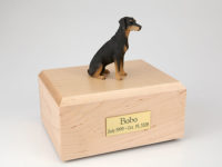 Black Ears Down Doberman Dog Figurine Urn