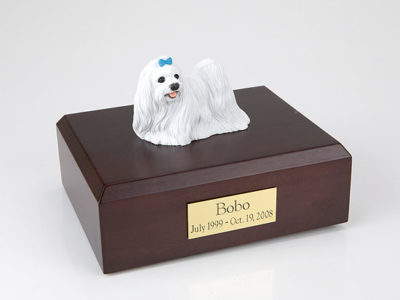 White Maltese Dog Urn