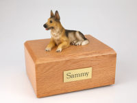 German Shepherd Lying Dog Figurine Urn