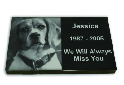 Granite Pet Burial Marker with Photo from PetsToRemember.com